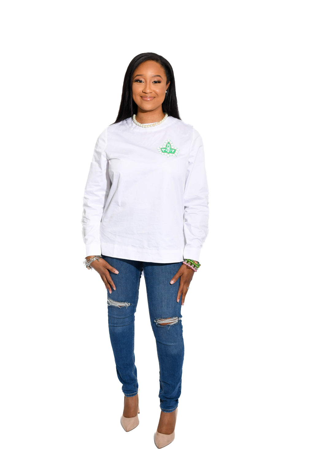 White Blouse w/ Back Zipper