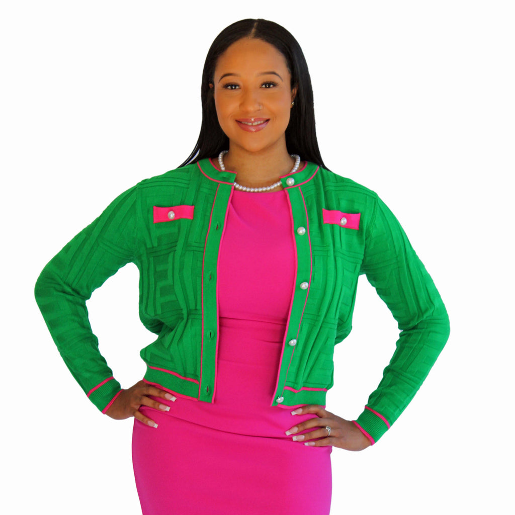 Green and Pink Cardigan