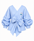 Ruffled Sleeve Wrap Blouse