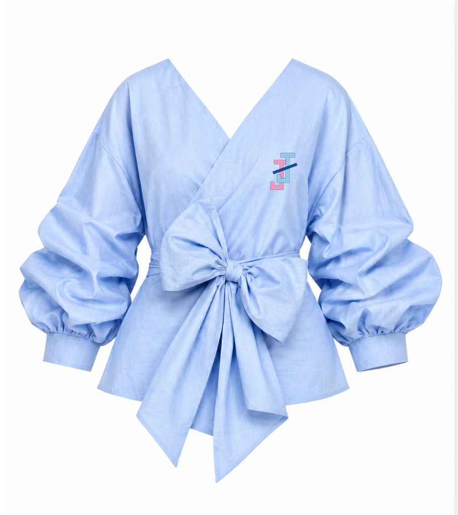 Ruffled Sleeve Wrap Blouse