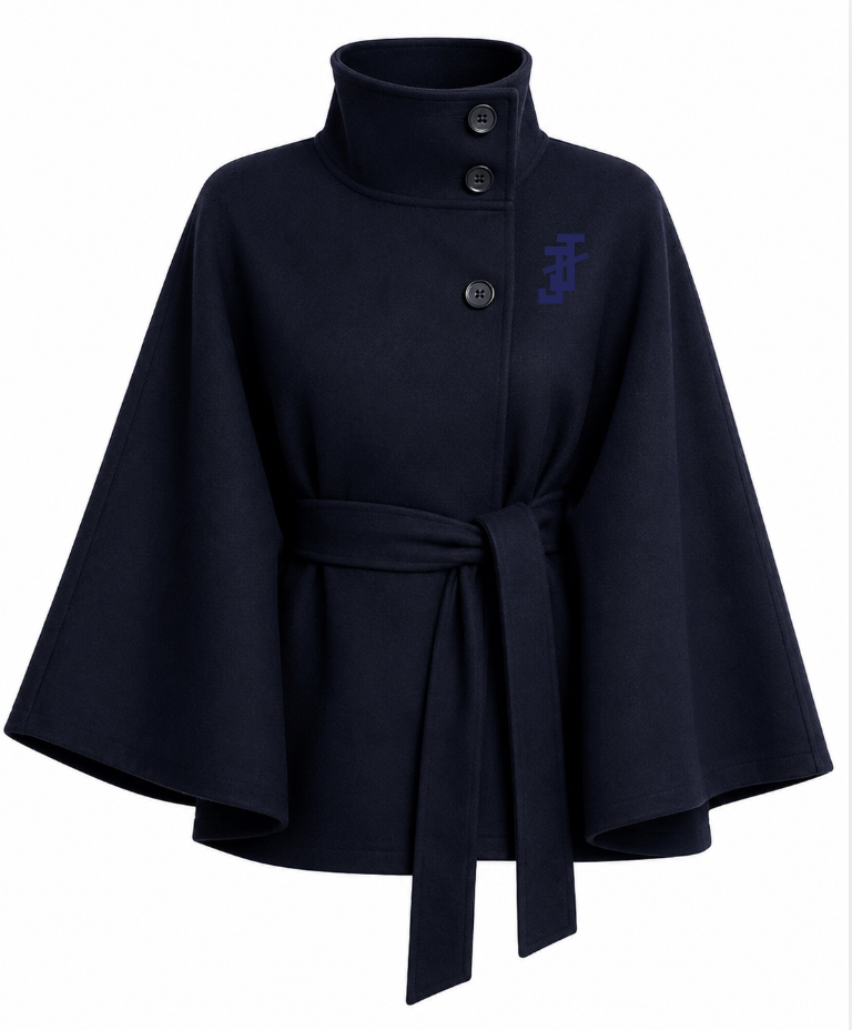 Cape Stand Collar Button Belt Trench Coat