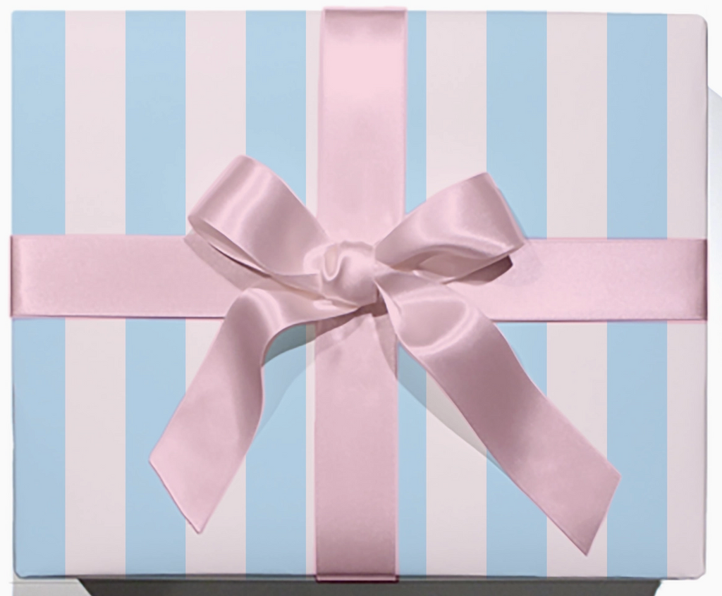 Pastel Blue/Blush Stripe Wrapping Paper - Single Sheets