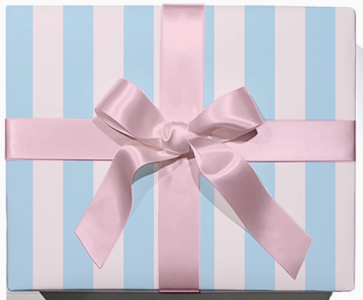 Pastel Blue/Blush Stripe Wrapping Paper - Single Sheets