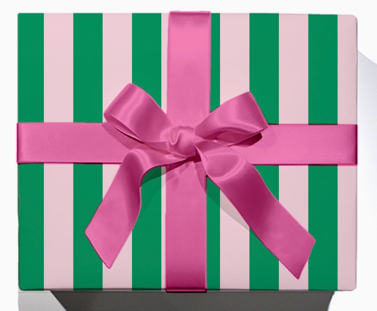 Green/Pink Stripe Wrapping Paper - Single Sheets